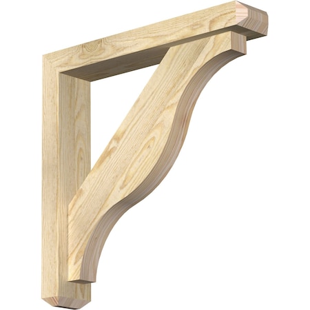 Funston Craftsman Rough Sawn Bracket W/ Offset Brace, Douglas Fir, 4W X 22D X 22H